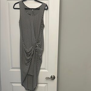 Striped Black and White Sleeveless Dress